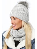 Women\'s winter set with an openwork pattern, light gray C42 - Online store - Boutique